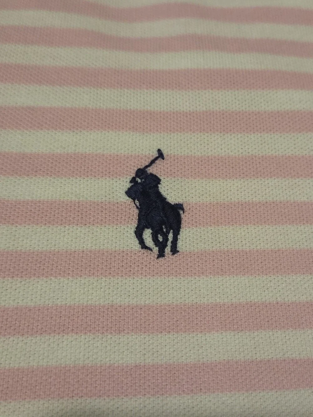 Men's XXL Polo Ralph Lauren Classic Pink/White Striped Cotton Polo Shirt
